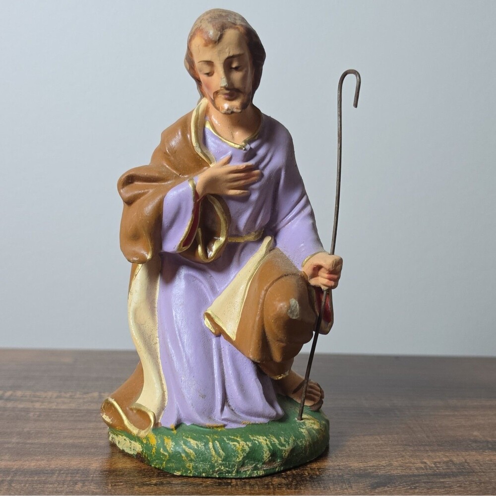 Vtg Nativity Fontanini Kneeling Joseph Figurine Hand Painted Italy 1950's